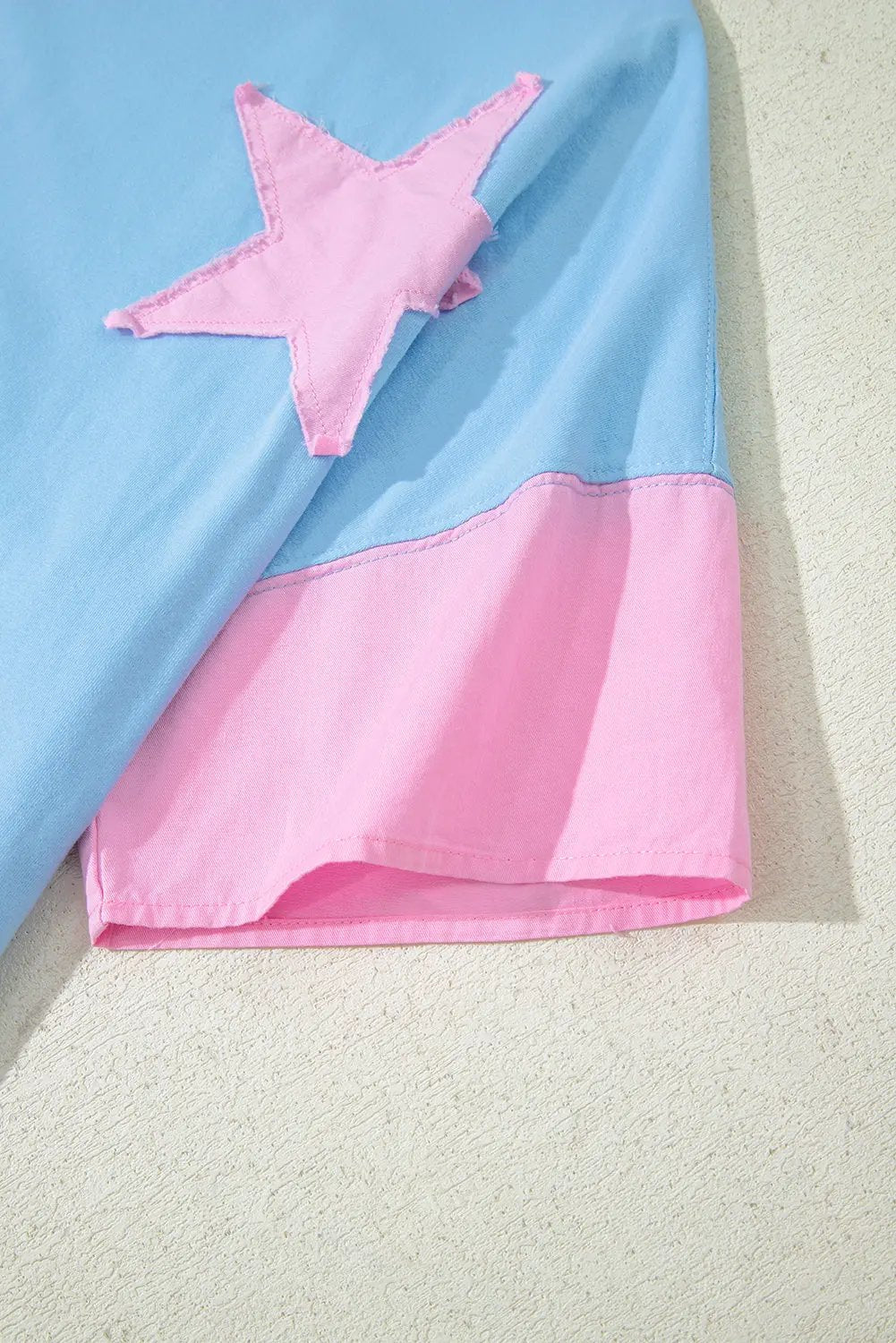 T-Shirt - Denim Star Print - Oversized Casual