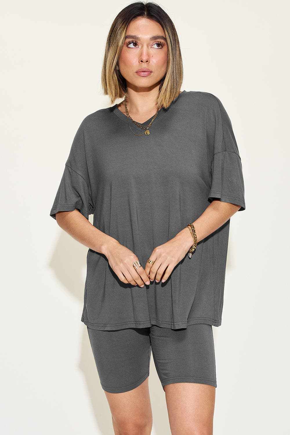 Basic Bae V-neck T-shirt & Shorts Set by Trendsi