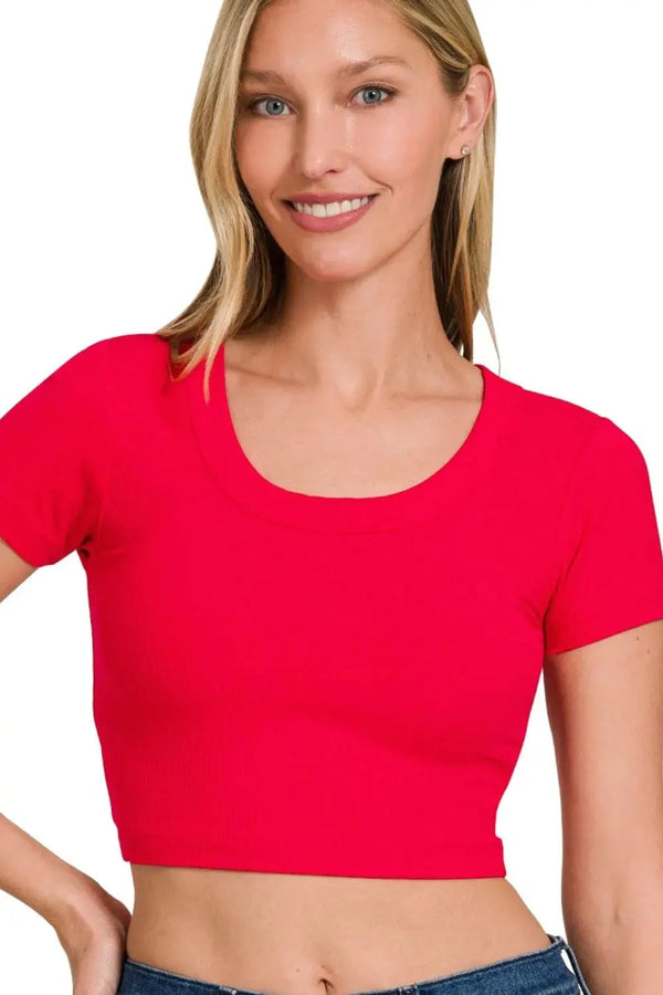 Ribbed Crop Top - Soft & Stretchy - Casual Tee