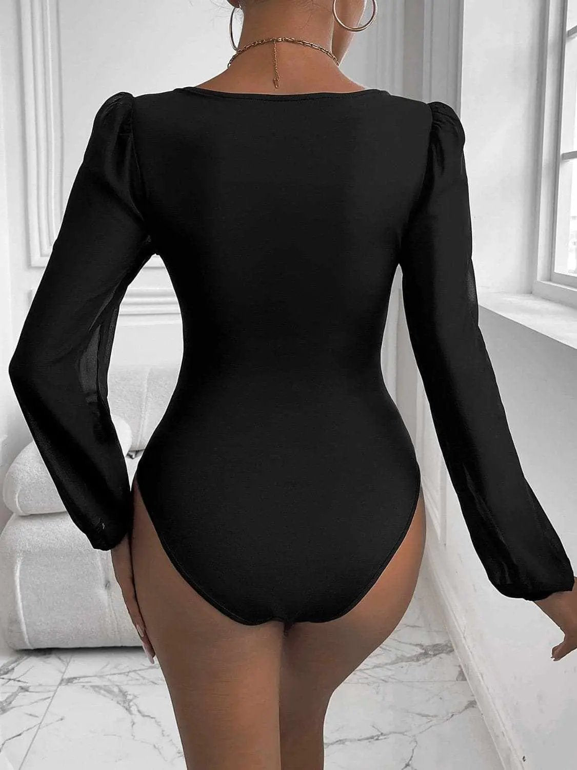 Long Sleeve Bodysuit - Sheer & Stretchy - Chic Premium Quality