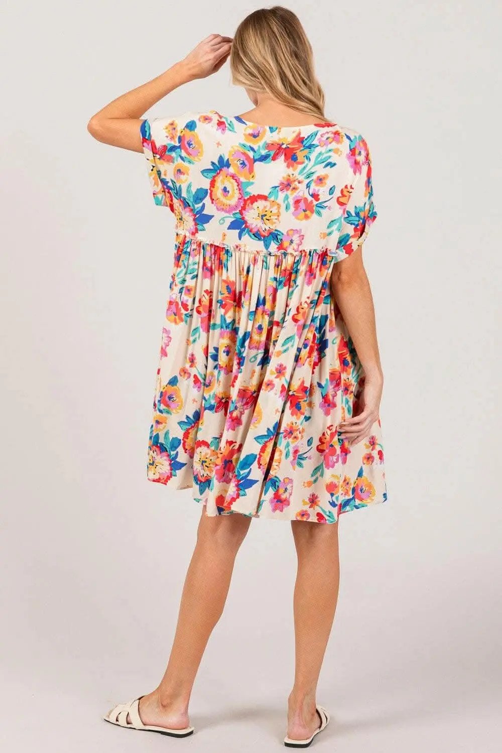 Trendsi Floral Button-Down Dress Women's Full Size Charming Fashion Dress