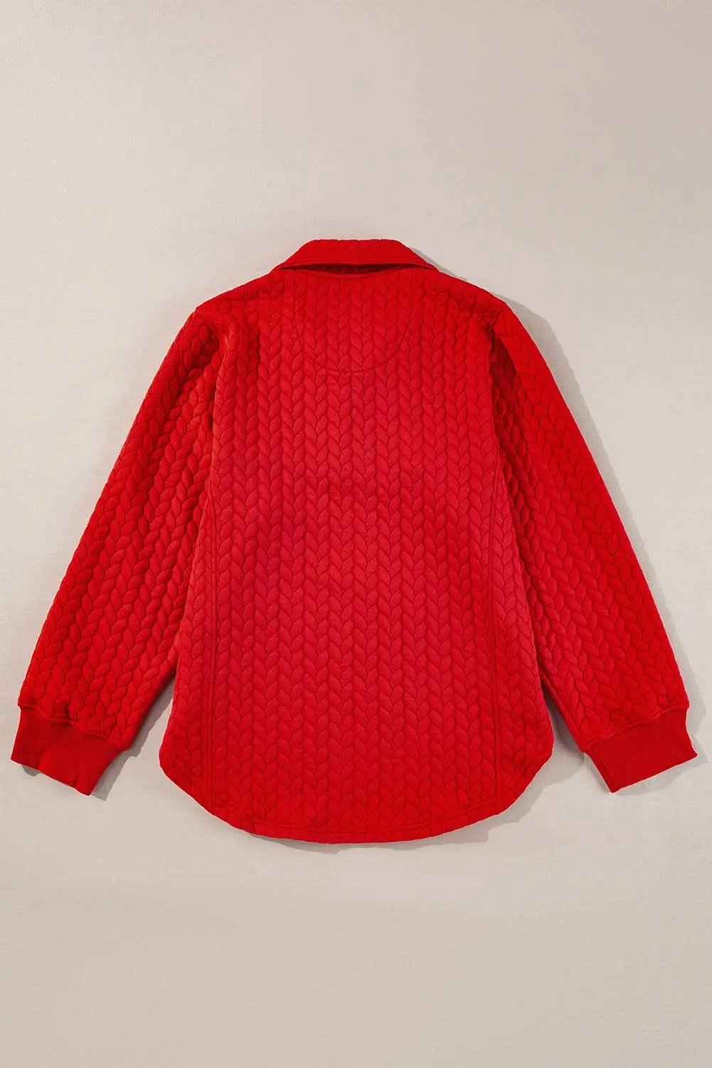 Pullover - Plus Size Tomato Red Cable Knit - Quarter Zip