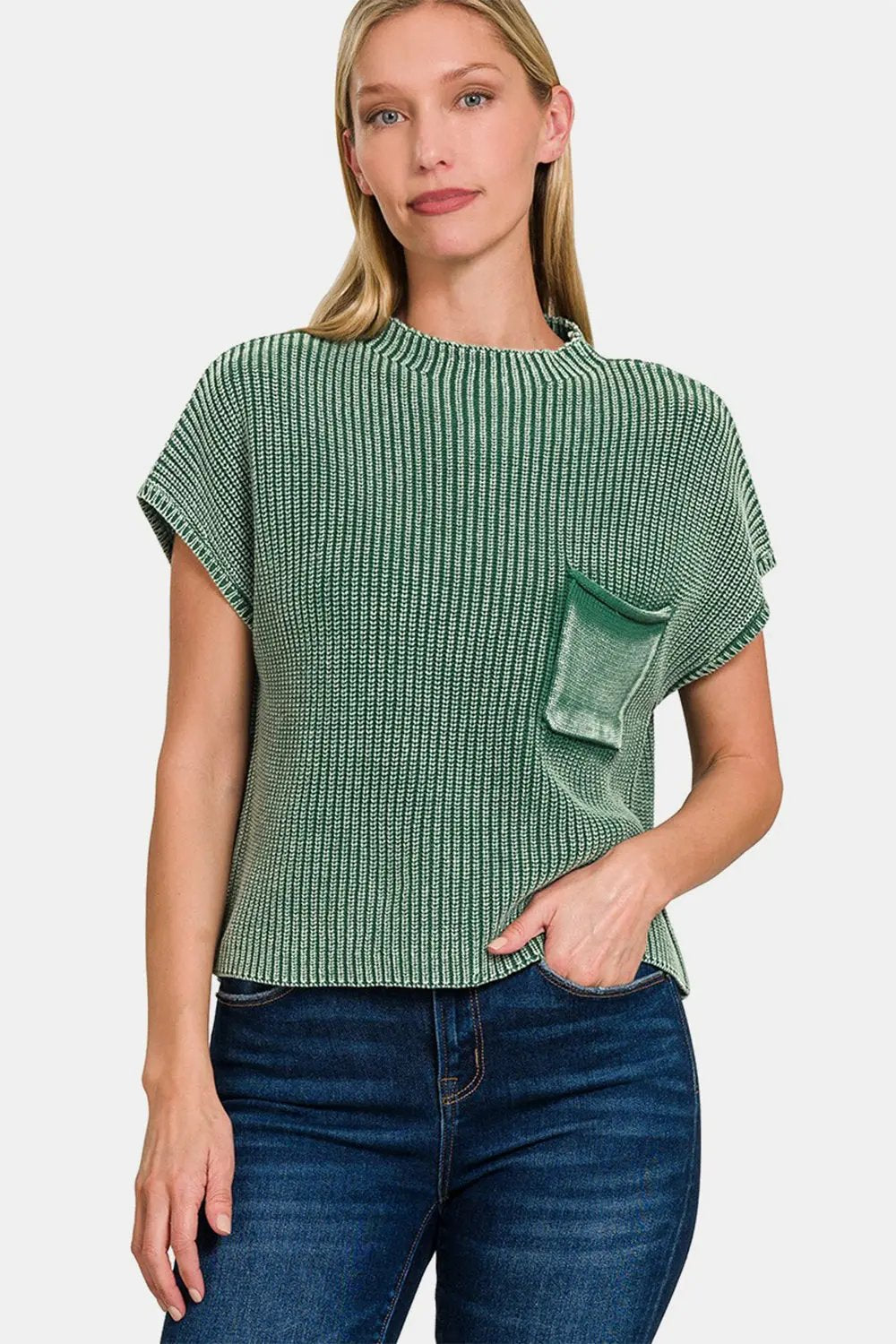 Trendsi Zenana cropped mock neck sweater