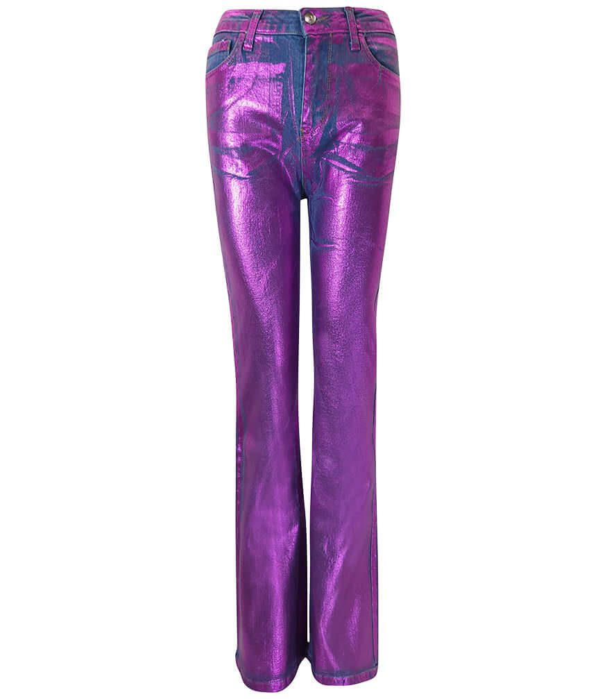 Fuchsia Light  Denim Laminated Jeans