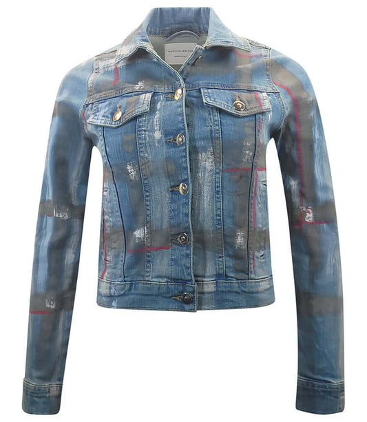 Light Blue / Brown Cotton Barbara Slim Jean Jacket