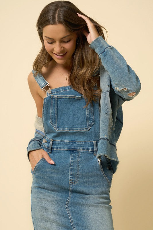 Denim Overalls Maxi Dress