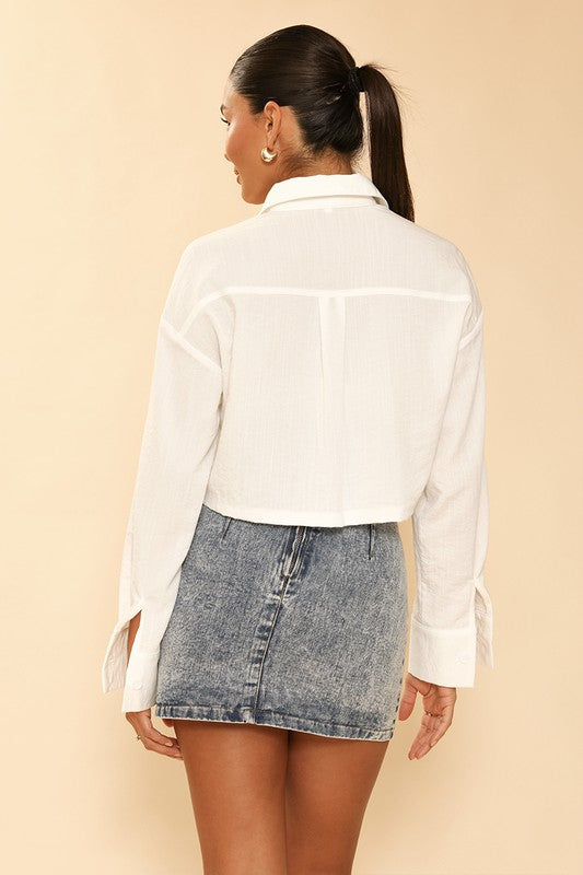 Cropped button front top