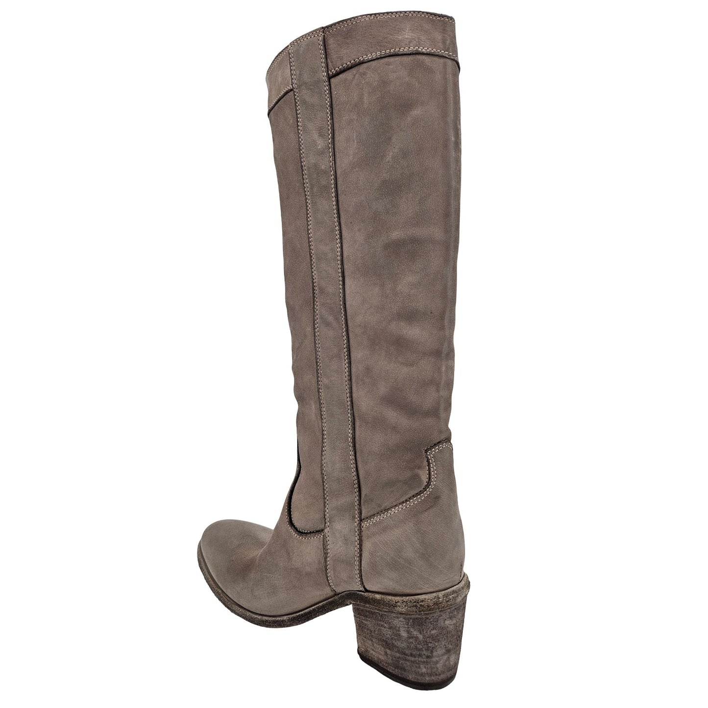 Taupe Washed Leather Knee-High Pull-on Boot