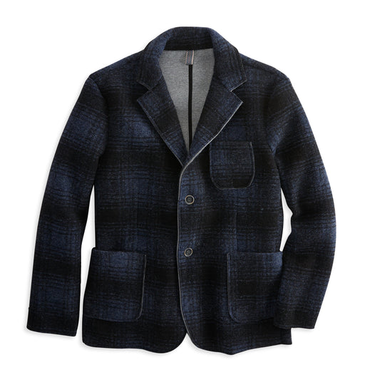 Boiled Wool Plaid Blazer