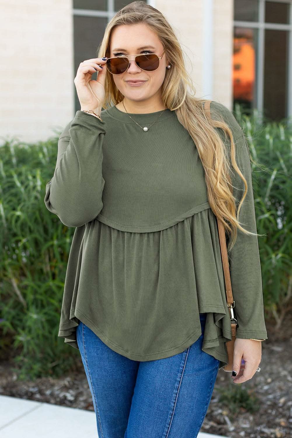 Love Salve Mist Green Plus Size Women's Babydoll Top: Comfy & Fashionable