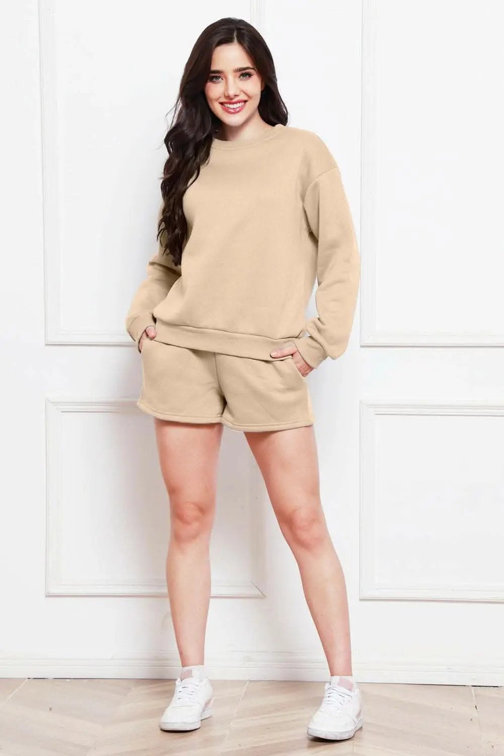 Trendsi Cozy sweatshirt and shorts set