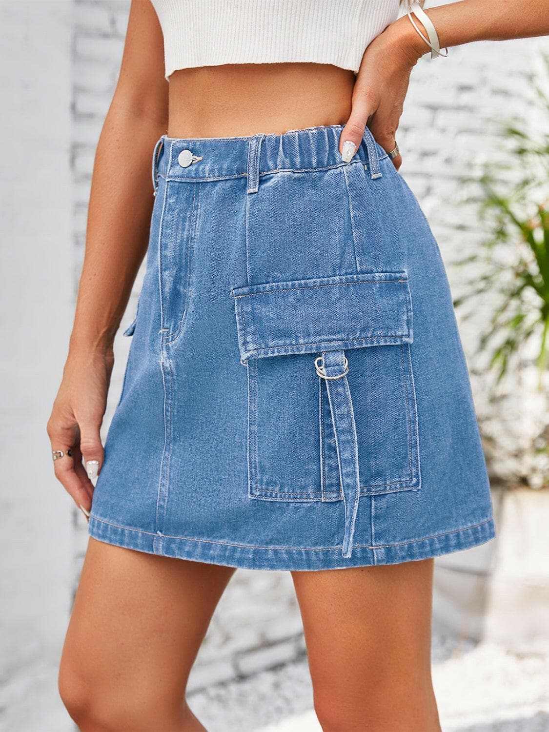 Trendsi Premium Chic denim skirt with pockets