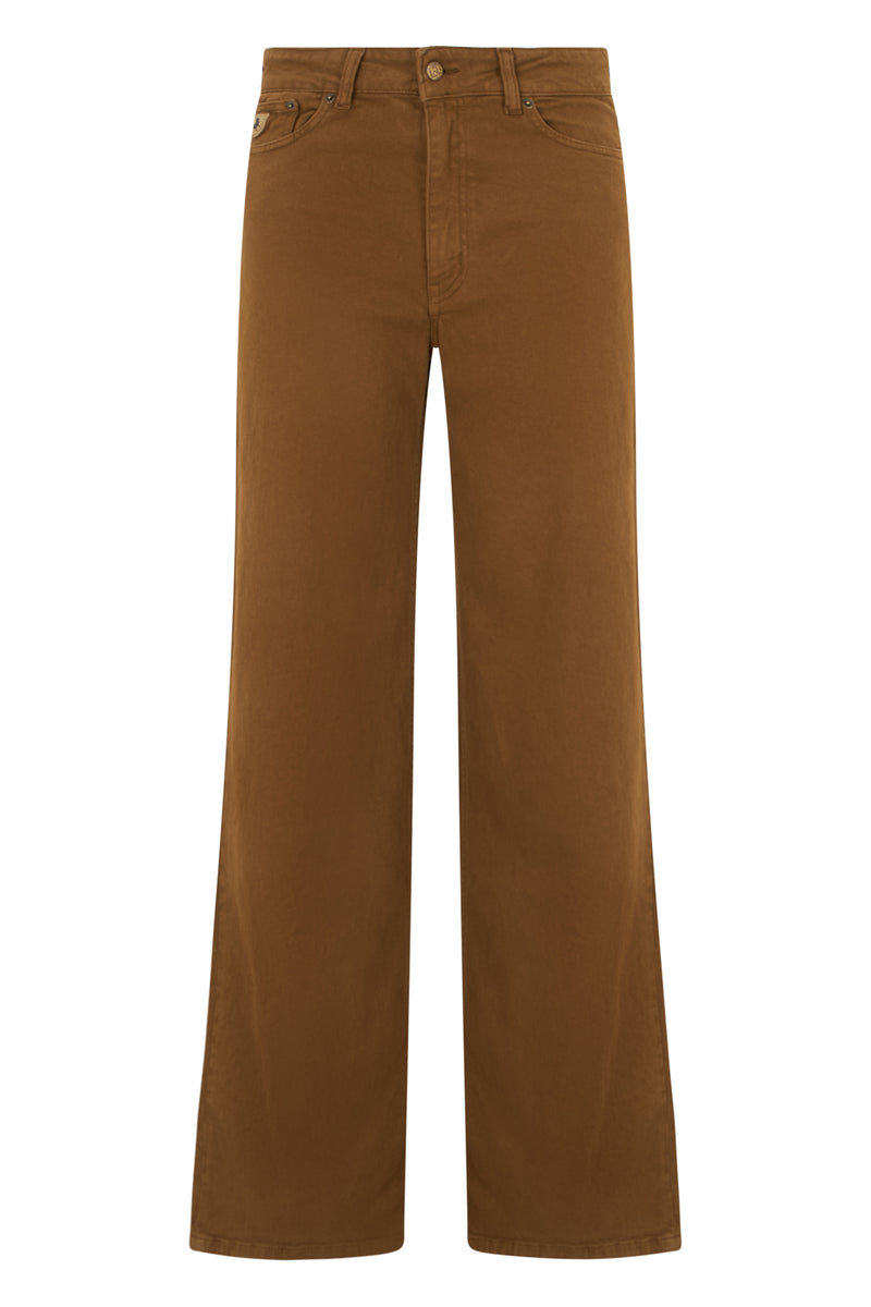 Wide-Leg Loose Jeans in Golden Brown
