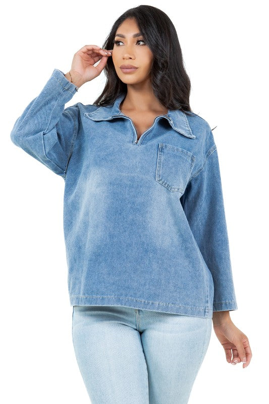 WOMEN FASHION DENIM TOP