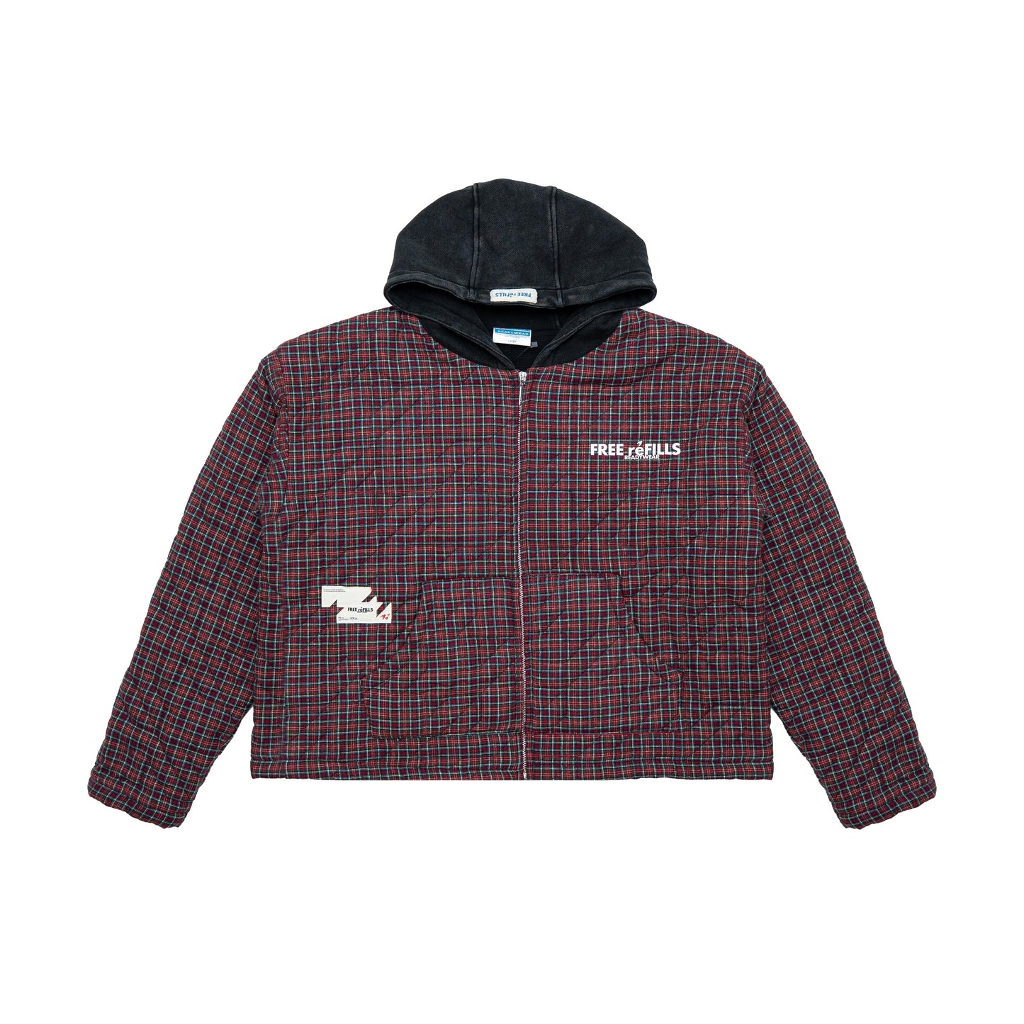 Quilted Flannel Zip-Up Jacket - Black