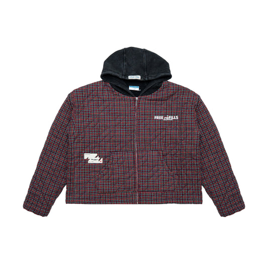 Quilted Flannel Zip-Up Jacket - Black