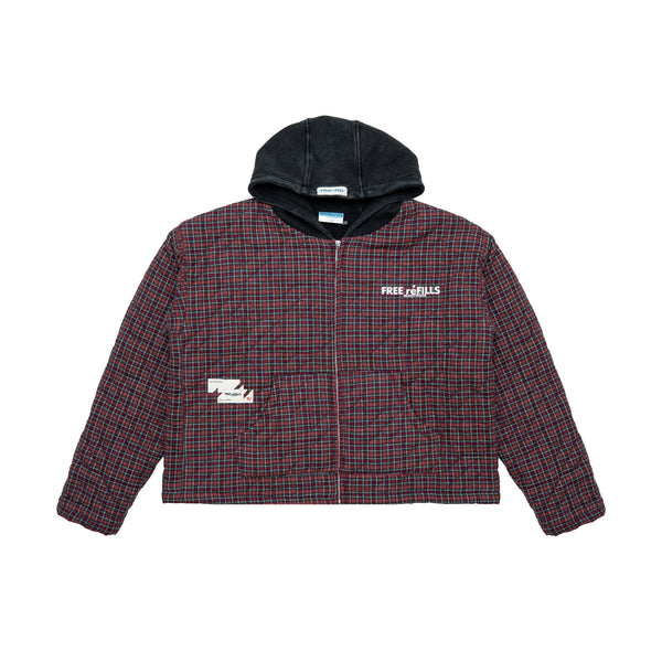 Quilted Flannel Zip-Up Jacket - Black
