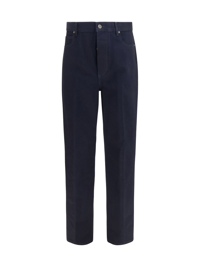 Wide-Leg Jeans With Intrecciato Patch