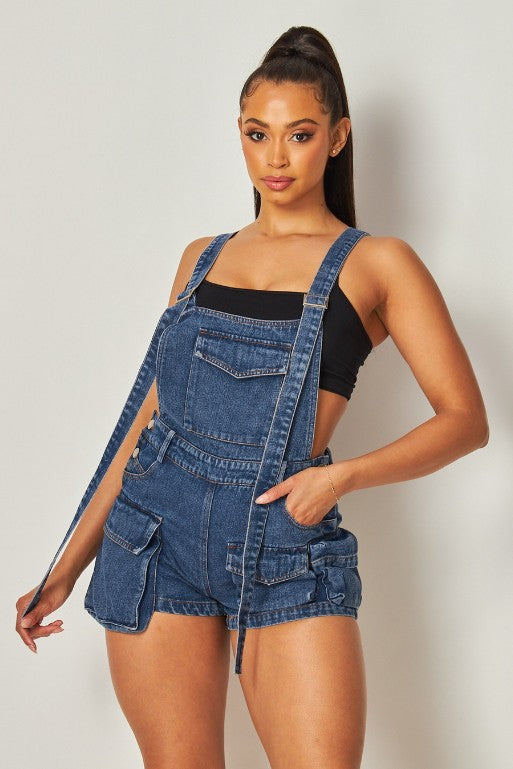 Denim short overalls