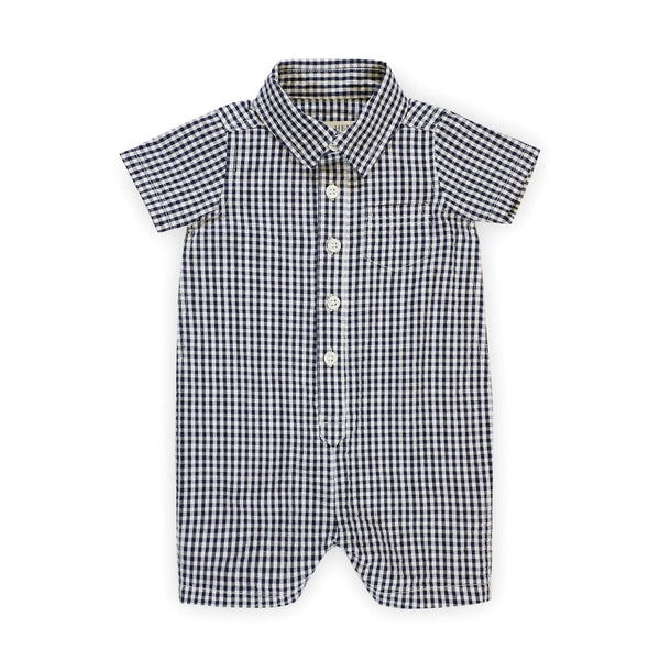 Organic Seersucker Button Front Romper