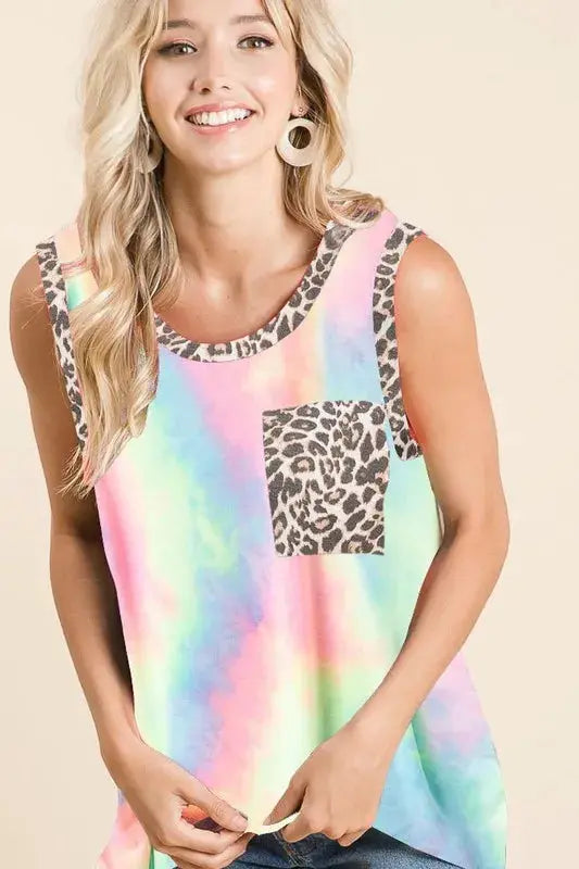 Tank Top - Tie Dye Leopard - Casual & Soft