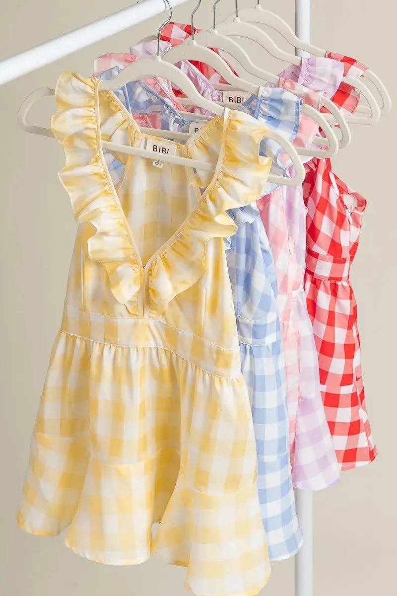 Plaid Peplum Top - Ruffled Sleeveless Tank - Cute Women's Style