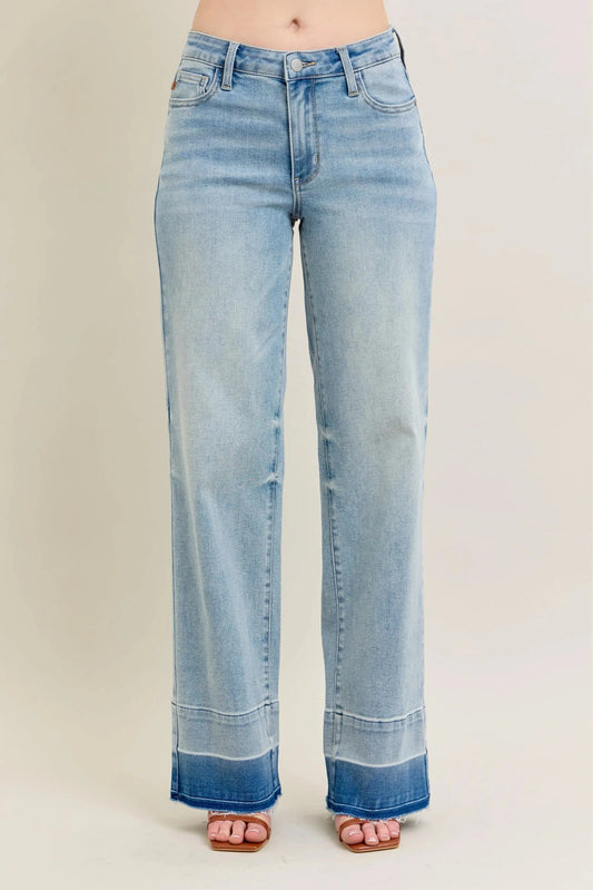 Jeans - Plus Size Wide Leg - Released Hem Denim