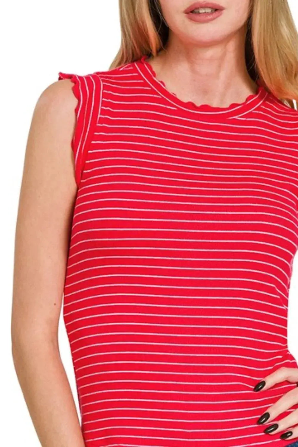 Women's Ribbed Stripe Soft Casual Tank Top
