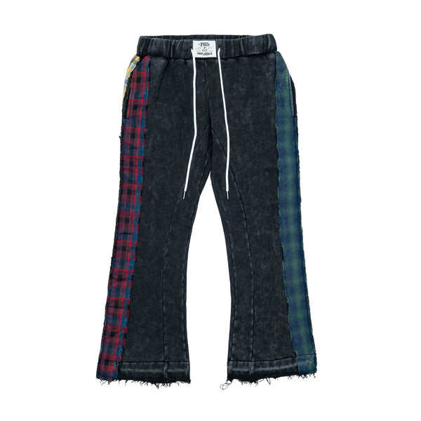 Multi Flannel Flare Sweatpants - Vintage Black