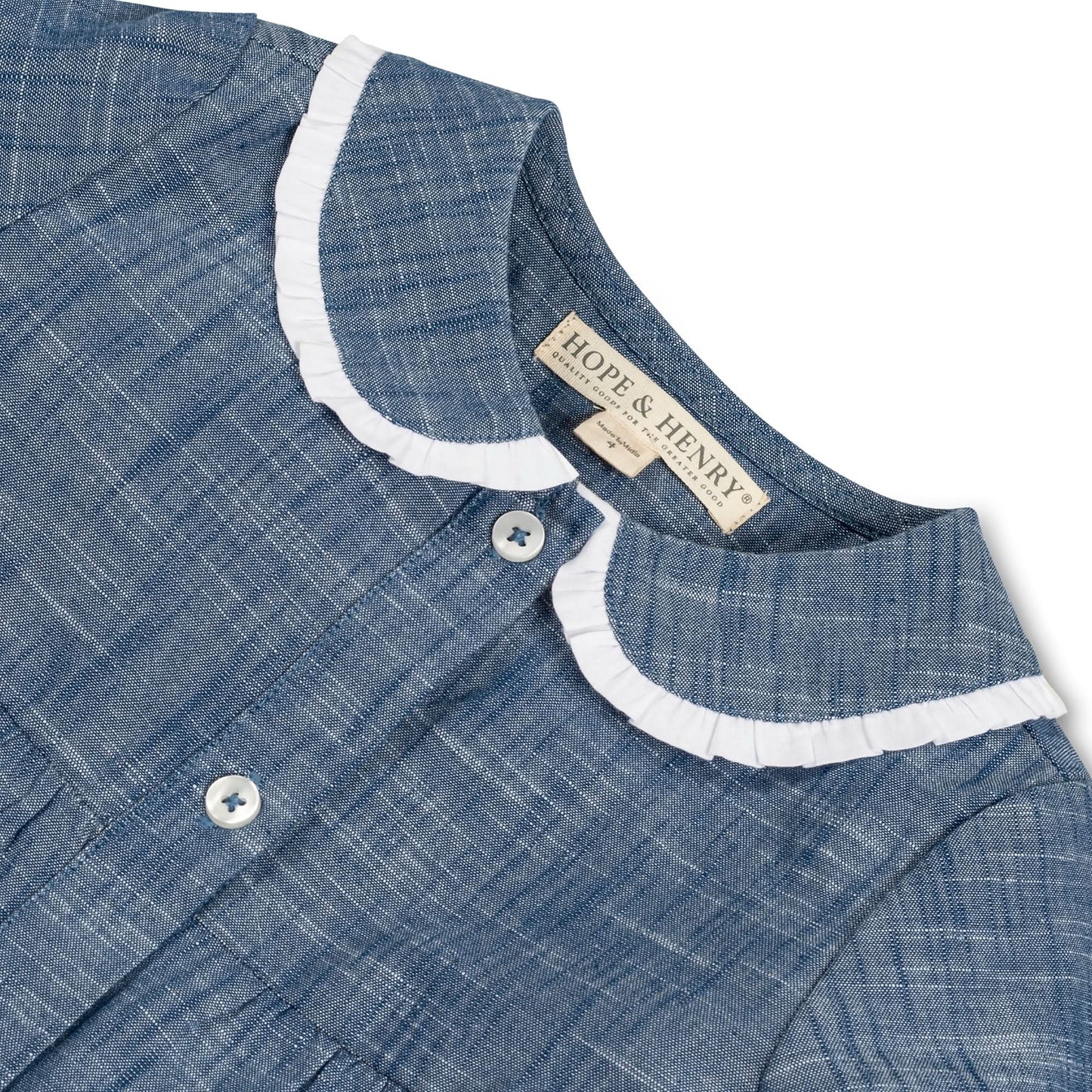 Button Front Organic Chambray Dress