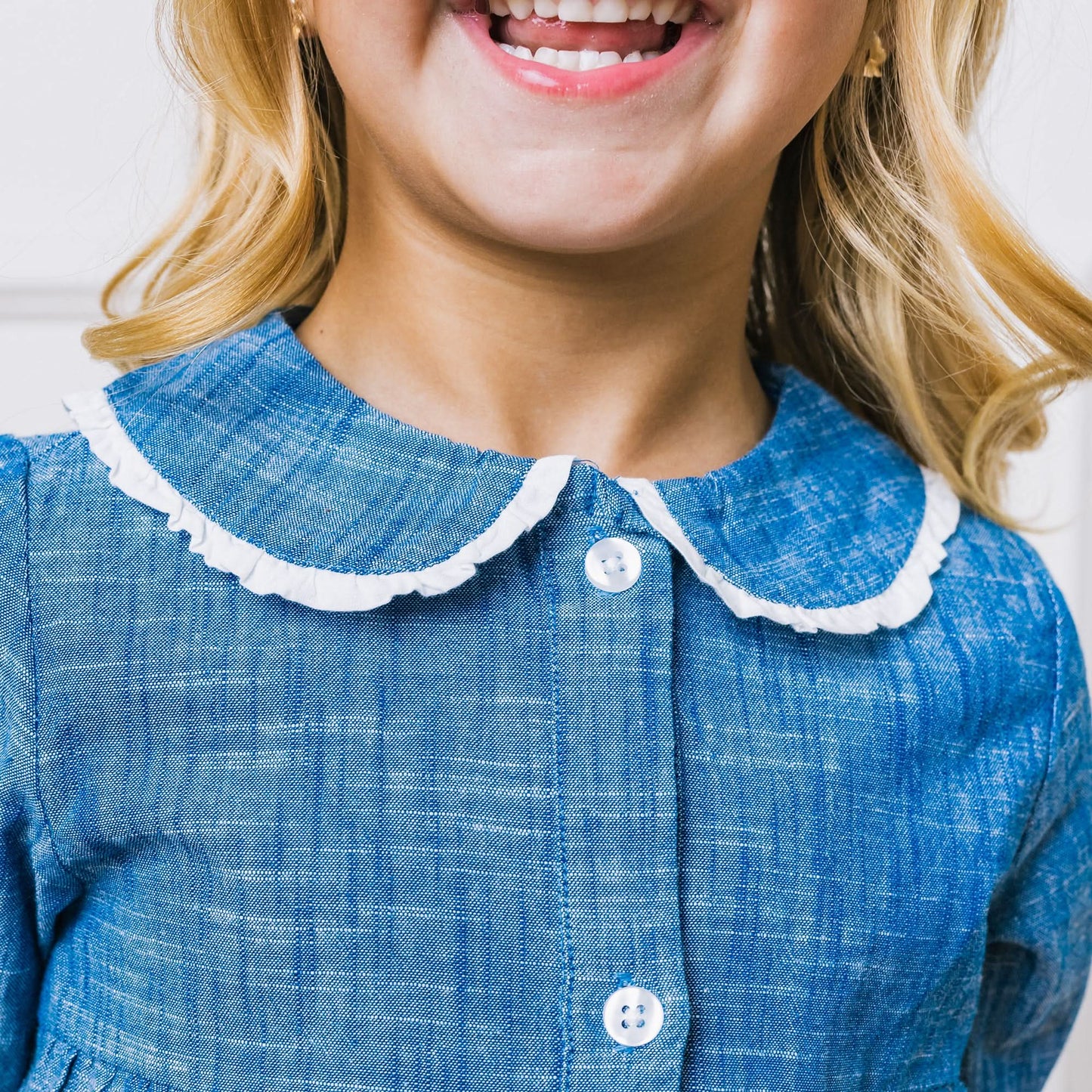 Button Front Organic Chambray Dress