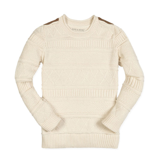 Organic Cable Sweater with Suede Detail - Baby