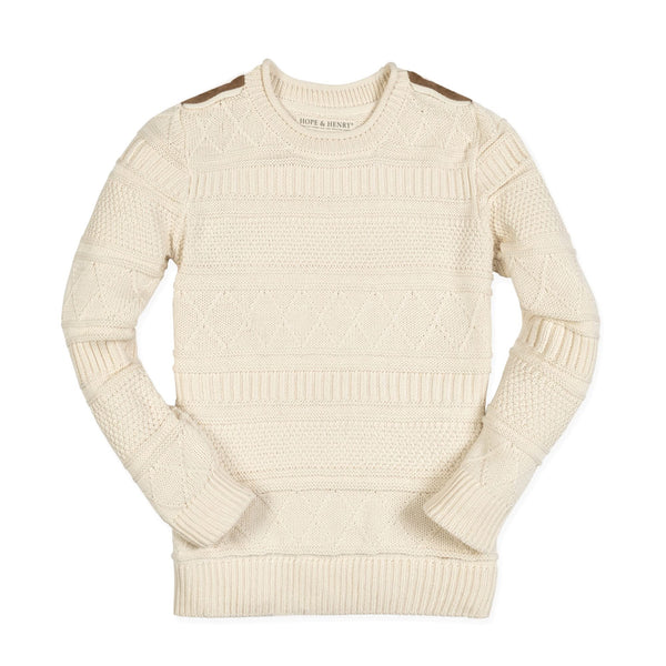 Organic Cable Sweater with Suede Detail - Baby
