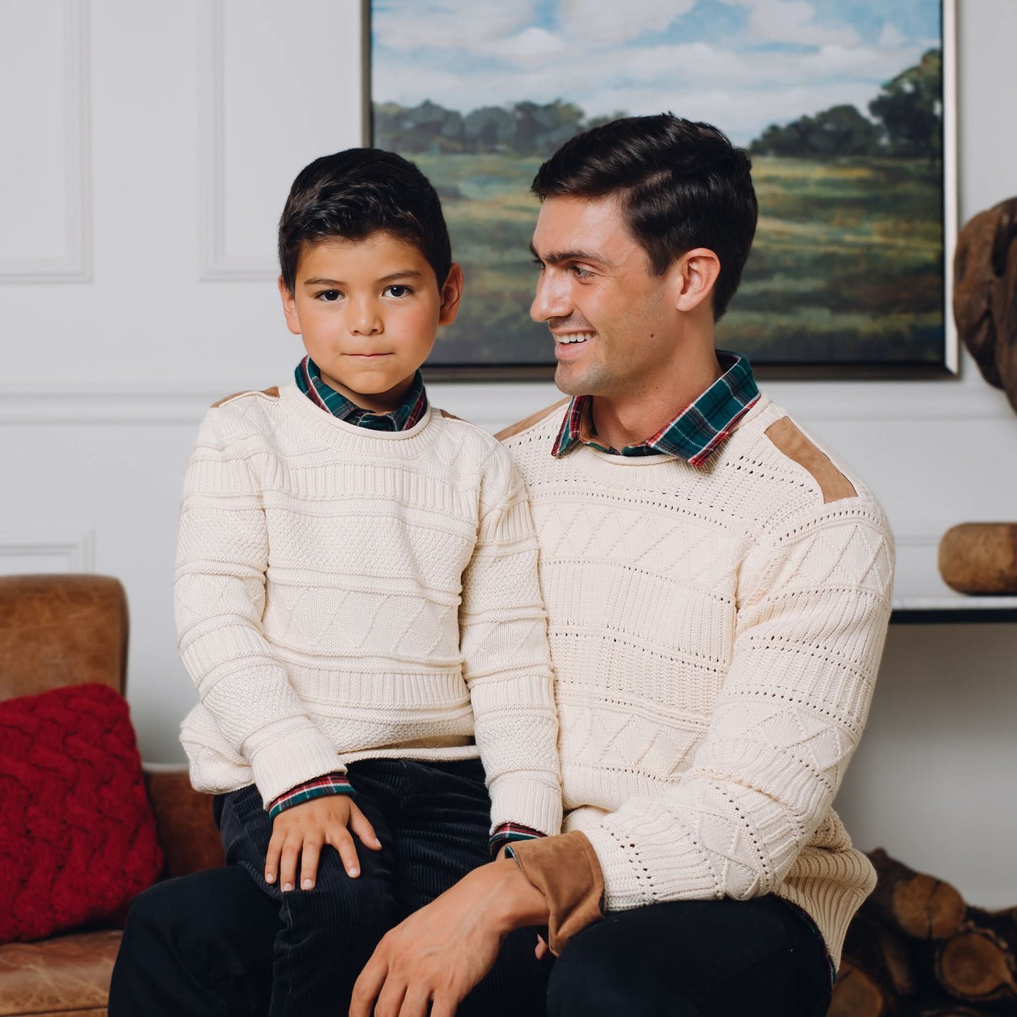 Organic Cable Sweater with Suede Detail - Baby