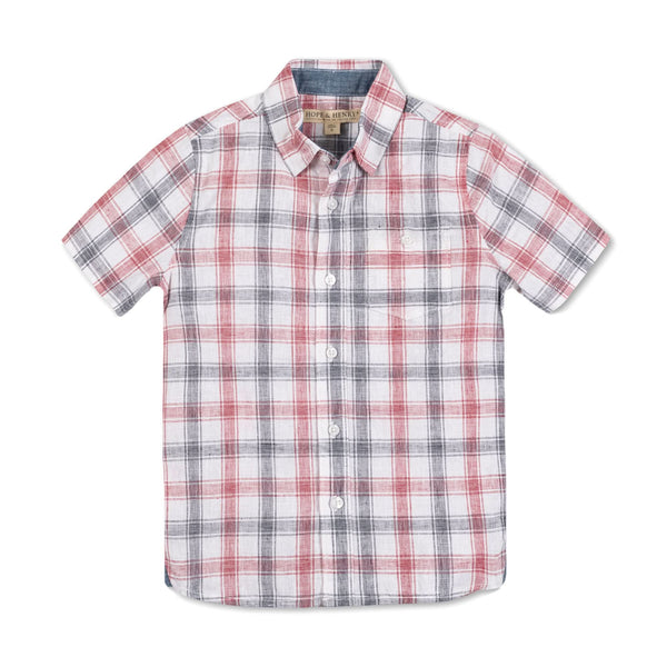 Linen Short Sleeve Shirt with Side Vent