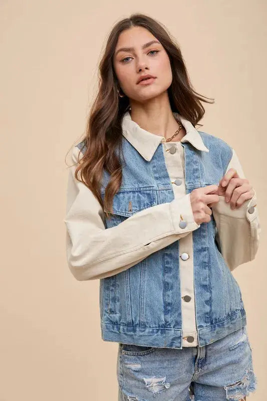 Denim Jacket - Collared Neck Double Placket - Classic Style