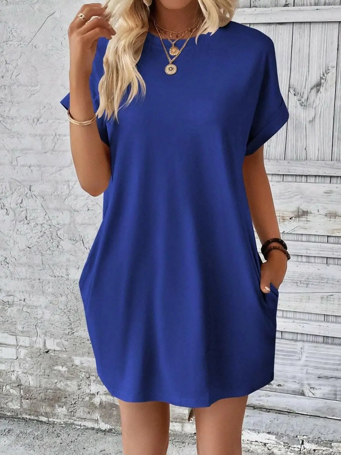 Trendsi Chic round neck mini dress