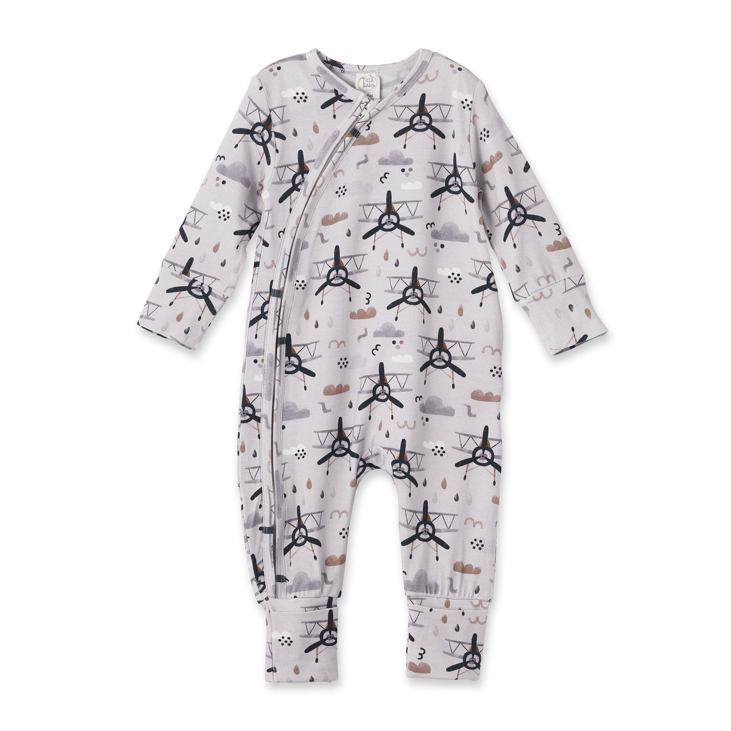 Airplane Zipper Romper -  Bamboo Baby Footie Outfit