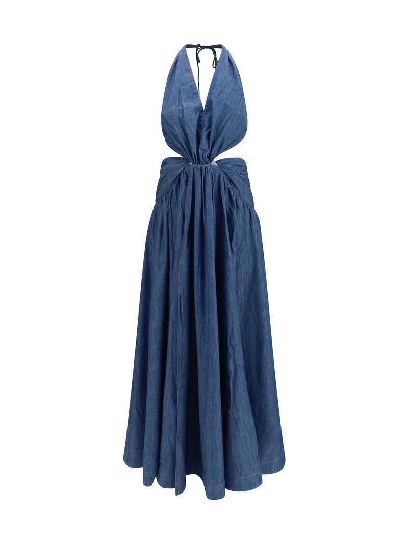 Halterneck Denim Dress