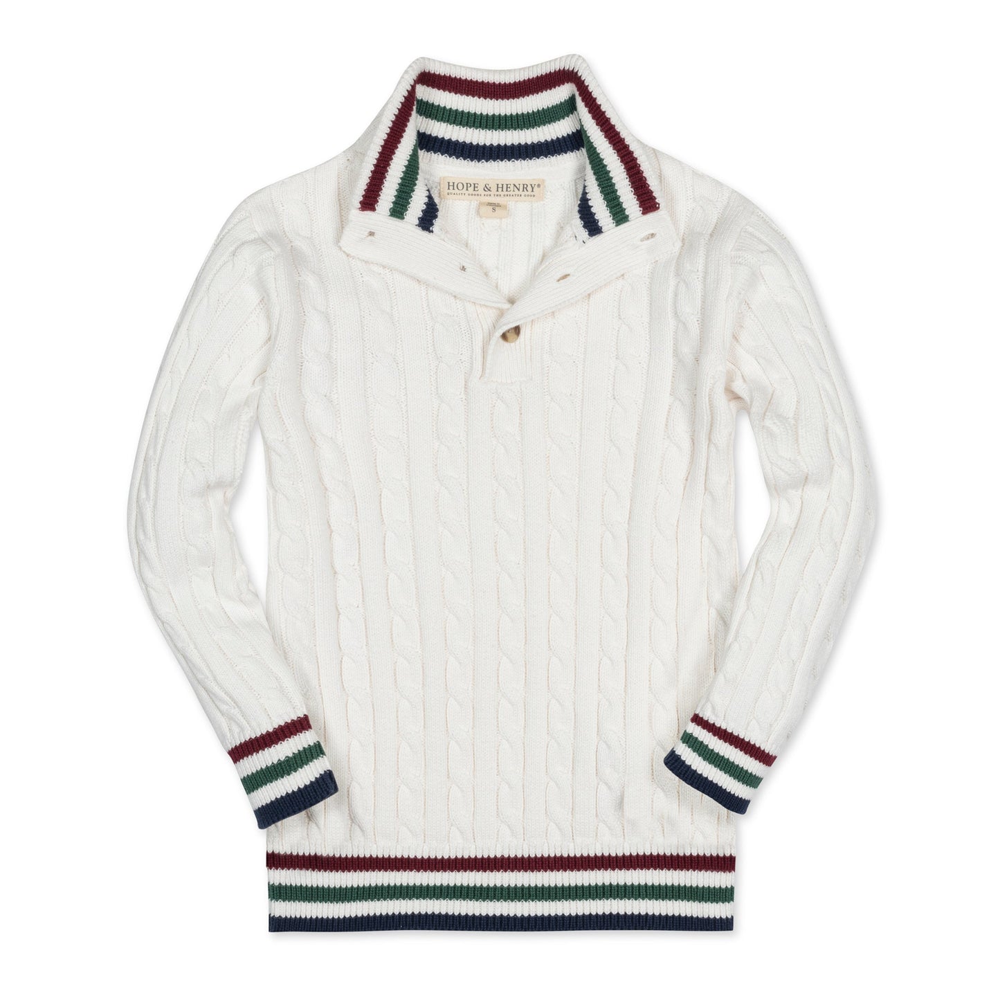 Organic Mock Neck Cable Sweater