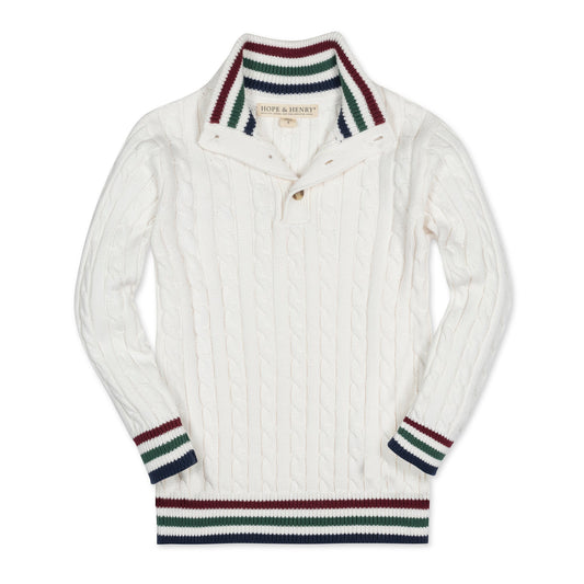 Organic Mock Neck Cable Sweater