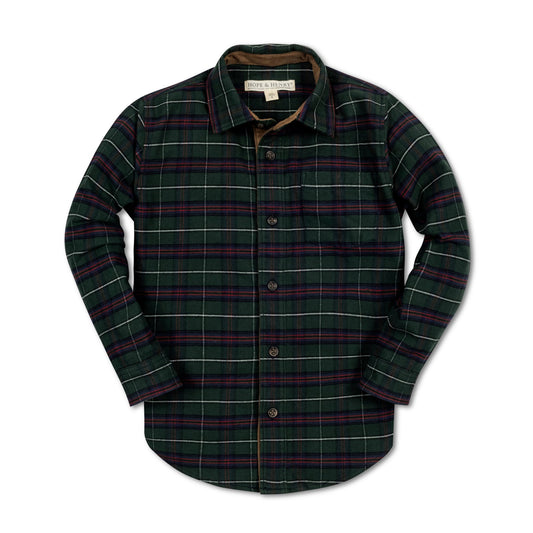 Organic Flannel Shirt with Suede