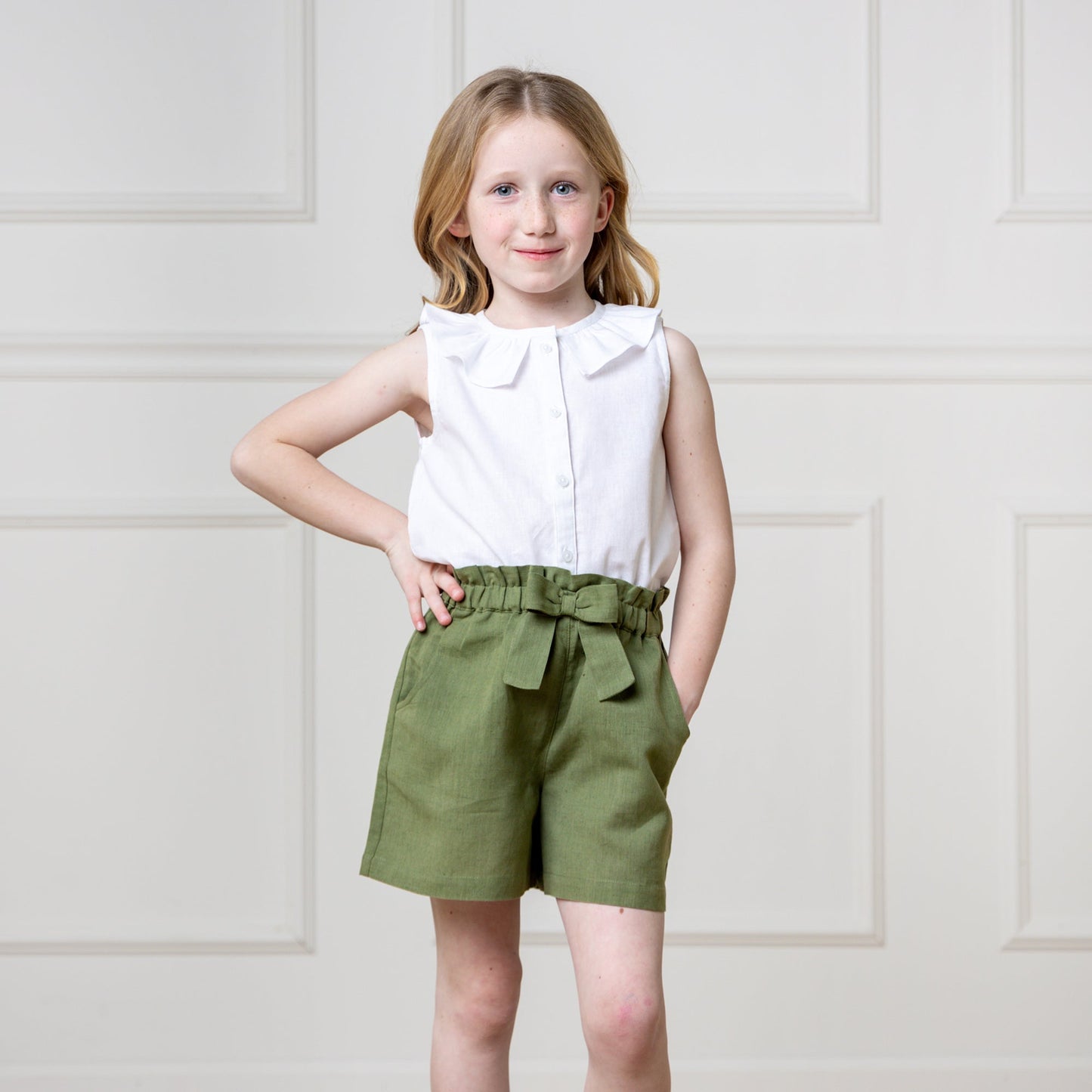 Linen Pull-On Paperbag Shorts