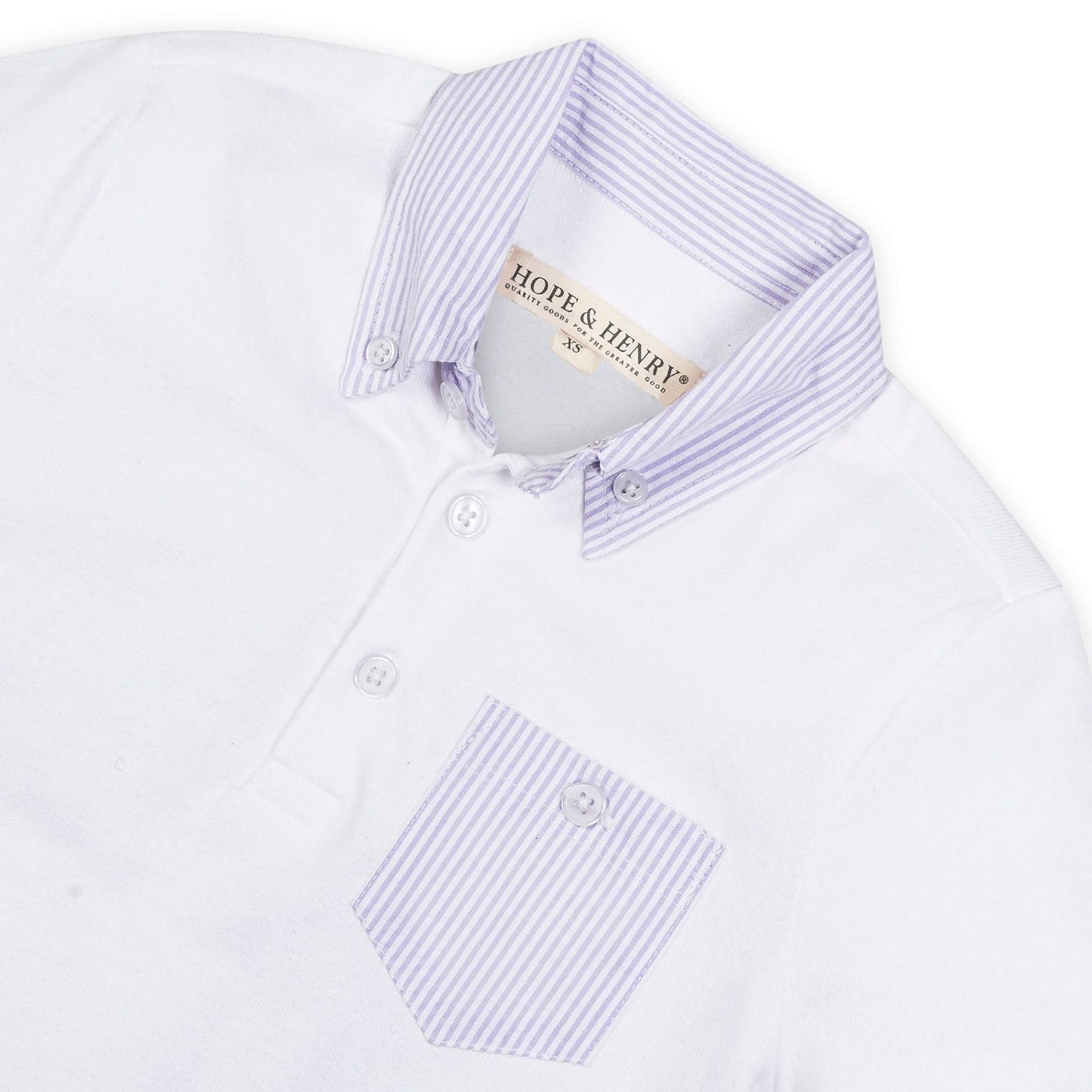 Organic Jersey Polo with Seersucker Trim