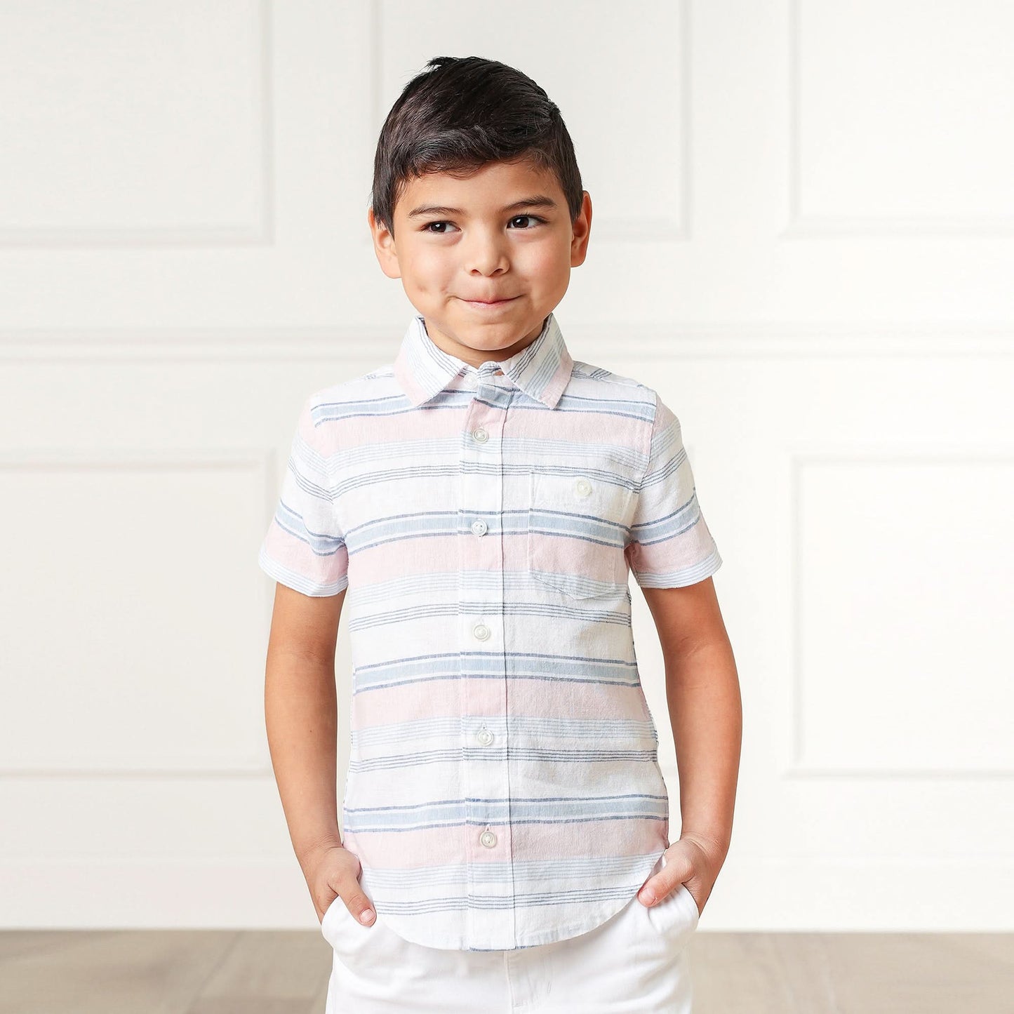 Linen Short Sleeve Button Down Shirt - Baby