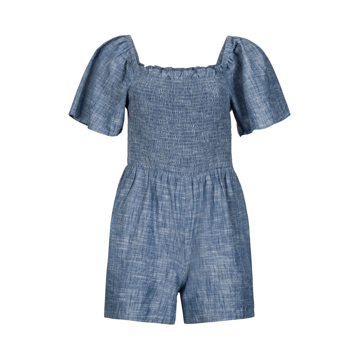 Organic Smocked Chambray Romper