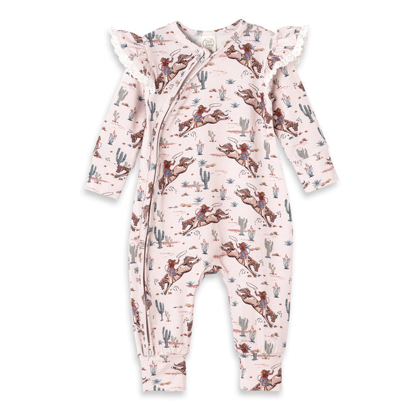 Prairie Princess Baby Girl Bamboo Western Zipper Romper