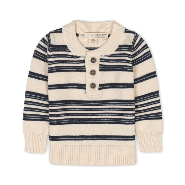Organic Sweater Henley with Elbow Patches