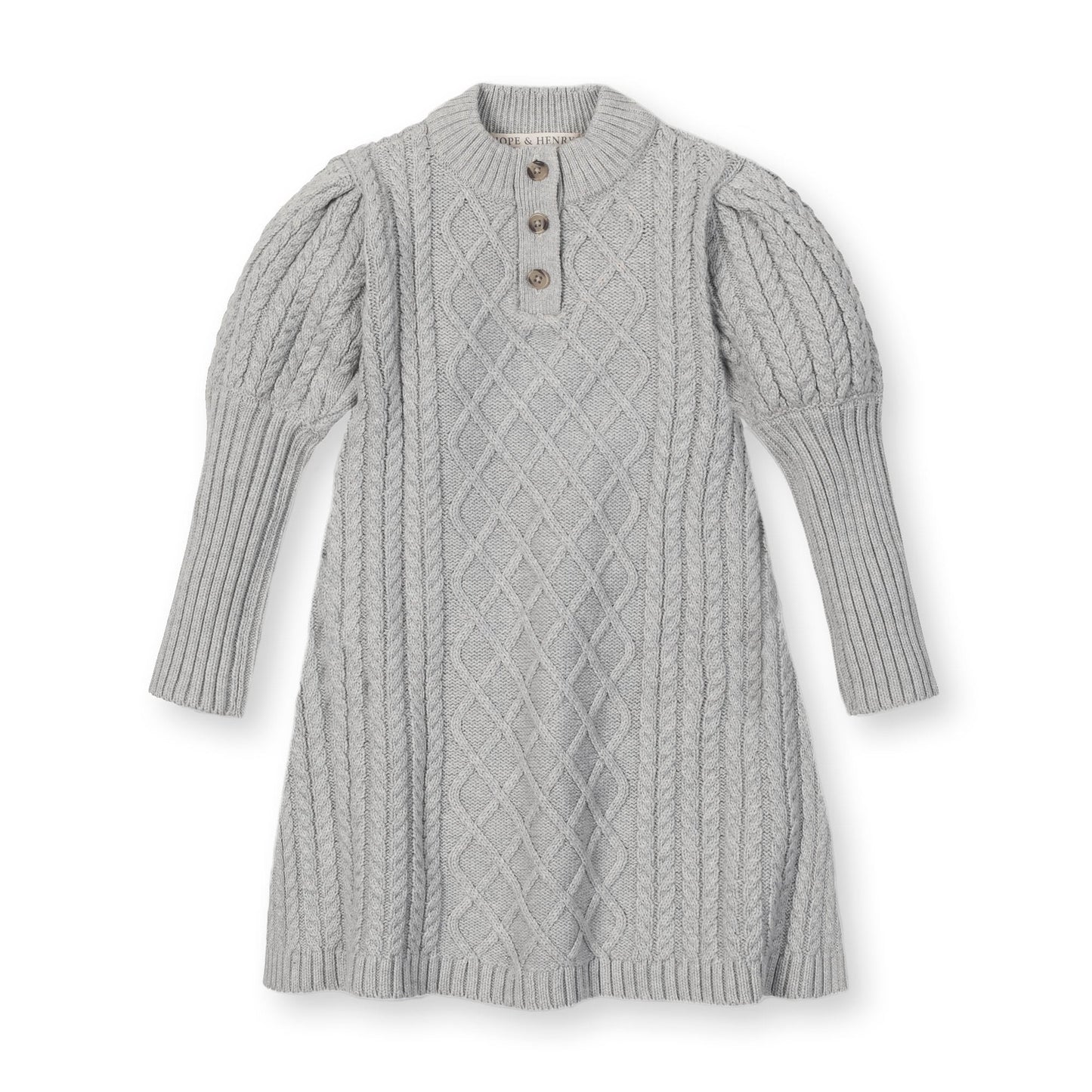 Organic Mock Neck Button Placket Sweater Dress