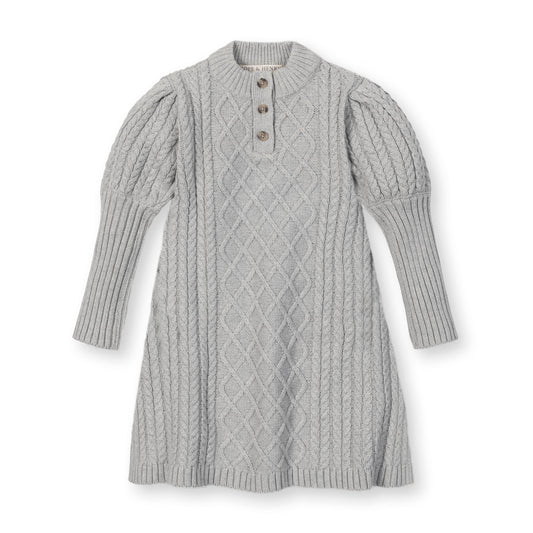 Organic Mock Neck Button Placket Sweater Dress